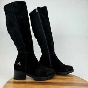New Womens Religious Comfort Instalike Black Lug Sole Tall Riding Boots Size 7 M